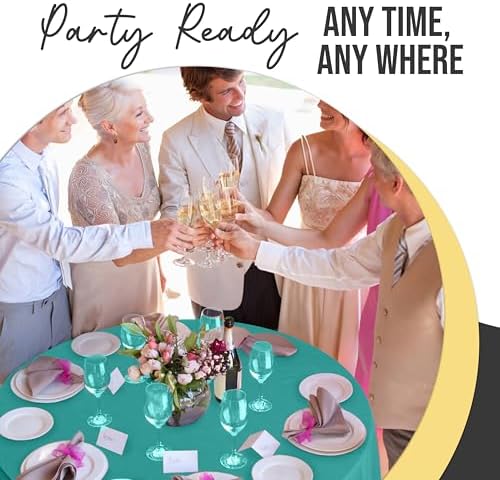 Premium Round Teal Plastic Table Covers | 12 Pack | 84 in.