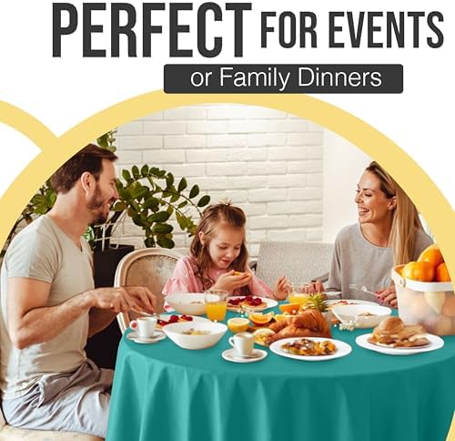 Premium Round Teal Plastic Table Covers | 12 Pack | 84 in.