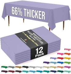 Premium Lavender Plastic Table Covers | 12 Pack | 54 in. x 108 in.