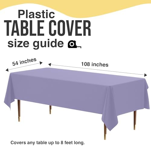 Premium Lavender Plastic Table Covers | 12 Pack | 54 in. x 108 in.