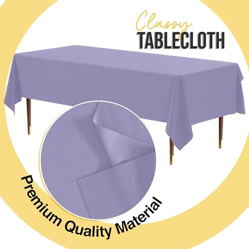 Premium Lavender Plastic Table Covers | 12 Pack | 54 in. x 108 in.