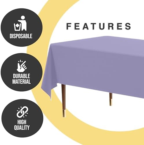 Premium Lavender Plastic Table Covers | 12 Pack | 54 in. x 108 in.