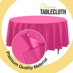 Premium Round Cerise Plastic Table Covers | 12 Pack | 84 in.