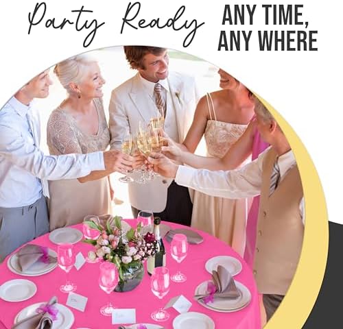 Premium Round Cerise Plastic Table Covers | 12 Pack | 84 in.