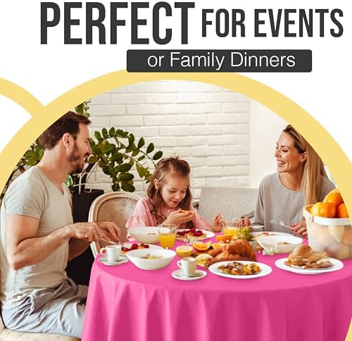 Premium Round Cerise Plastic Table Covers | 12 Pack | 84 in.