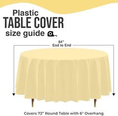 Premium Round Light Yellow Plastic Table Covers | 12 Pack | 84 in.