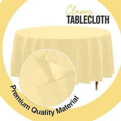 Premium Round Light Yellow Plastic Table Covers | 12 Pack | 84 in.