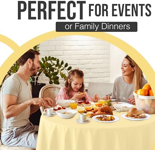 Premium Round Light Yellow Plastic Table Covers | 12 Pack | 84 in.