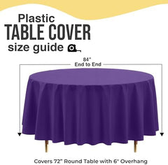 Premium Round Purple Plastic Table Covers | 12 Pack | 84 in.
