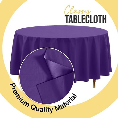 Premium Round Purple Plastic Table Covers | 12 Pack | 84 in.
