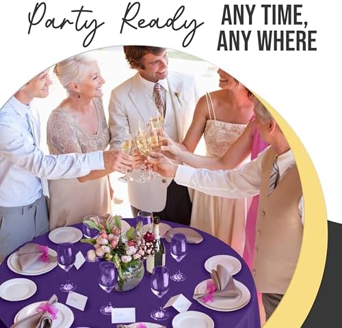 Premium Round Purple Plastic Table Covers | 12 Pack | 84 in.