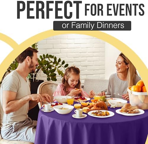 Premium Round Purple Plastic Table Covers | 12 Pack | 84 in.