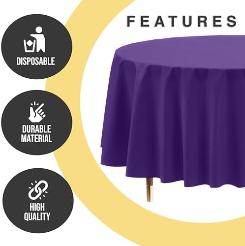 Premium Round Purple Plastic Table Covers | 12 Pack | 84 in.