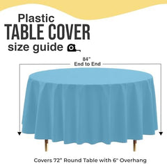 Premium Round Sky Blue Plastic Table Covers | 12 Pack | 84 in.