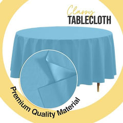 Premium Round Sky Blue Plastic Table Covers | 12 Pack | 84 in.