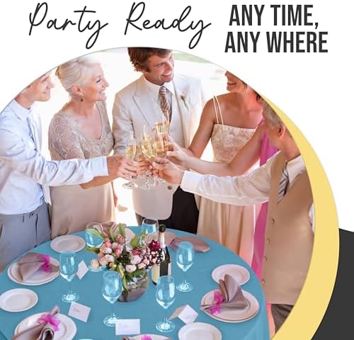 Premium Round Sky Blue Plastic Table Covers | 12 Pack | 84 in.