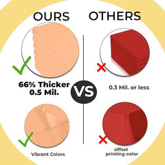 Premium Round Peach Plastic Table Covers | 12 Pack | 84 in.