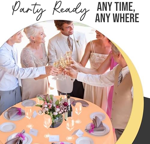 Premium Round Peach Plastic Table Covers | 12 Pack | 84 in.
