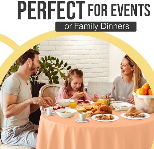Premium Round Peach Plastic Table Covers | 12 Pack | 84 in.