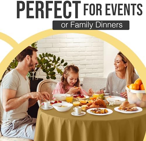 Premium Round Gold Plastic Table Covers | 12 Pack | 84 in.