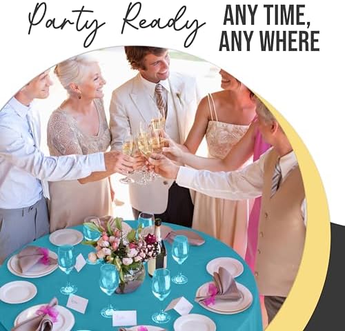 Premium Round Turquoise Plastic Table Covers | 12 Pack | 84 in.