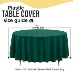 Premium Round Dark Green Plastic Table Covers | 12 Pack | 84 in.