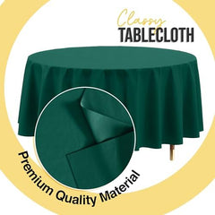 Premium Round Dark Green Plastic Table Covers | 12 Pack | 84 in.