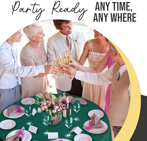 Premium Round Dark Green Plastic Table Covers | 12 Pack | 84 in.