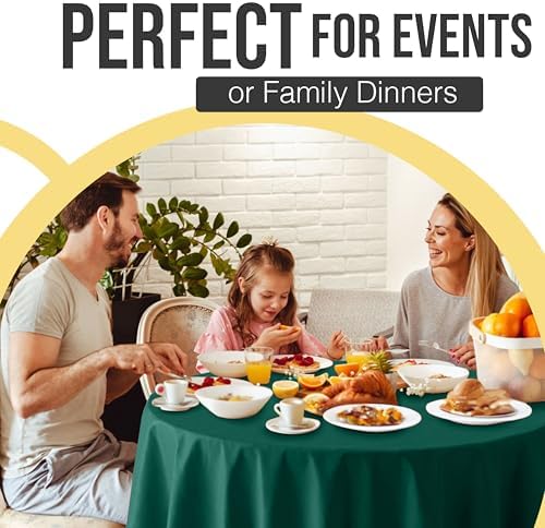 Premium Round Dark Green Plastic Table Covers | 12 Pack | 84 in.