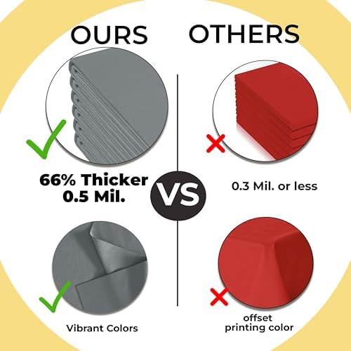 Premium Round Silver Plastic Table Covers | 12 Pack | 84 in.