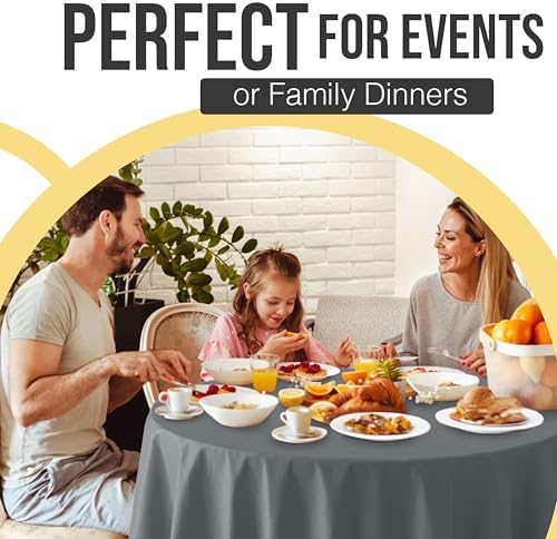 Premium Round Silver Plastic Table Covers | 12 Pack | 84 in.