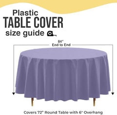 Premium Round Lavender Plastic Table Covers | 12 Pack | 84 in.