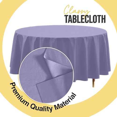Premium Round Lavender Plastic Table Covers | 12 Pack | 84 in.