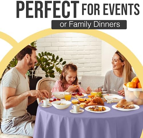 Premium Round Lavender Plastic Table Covers | 12 Pack | 84 in.