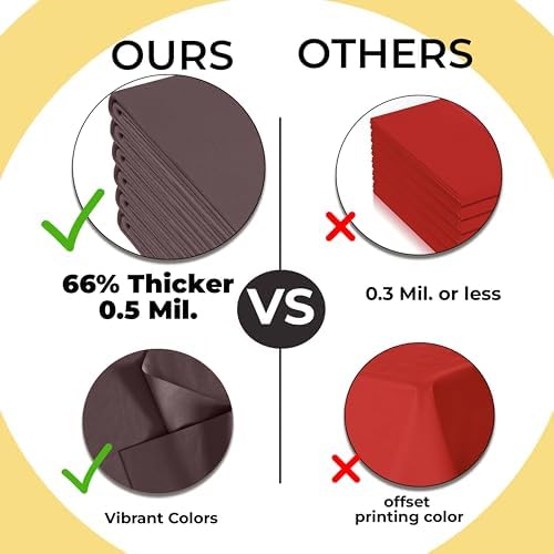 Premium Round Brown Plastic Table Covers | 12 Pack | 84 in.
