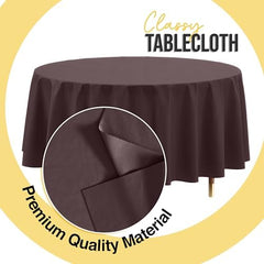 Premium Round Brown Plastic Table Covers | 12 Pack | 84 in.