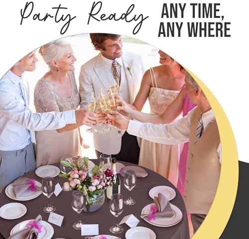 Premium Round Brown Plastic Table Covers | 12 Pack | 84 in.