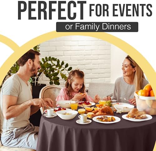Premium Round Brown Plastic Table Covers | 12 Pack | 84 in.