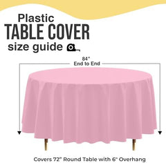 Premium Round Pink Plastic Table Covers | 12 Pack | 84 in.