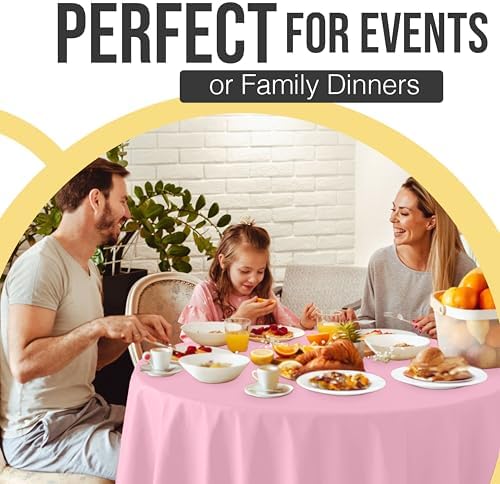 Premium Round Pink Plastic Table Covers | 12 Pack | 84 in.