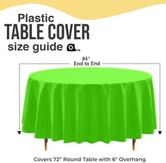Premium Round Lime Green Plastic Table Covers | 12 Pack | 84 in.