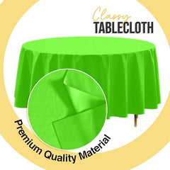 Premium Round Lime Green Plastic Table Covers | 12 Pack | 84 in.