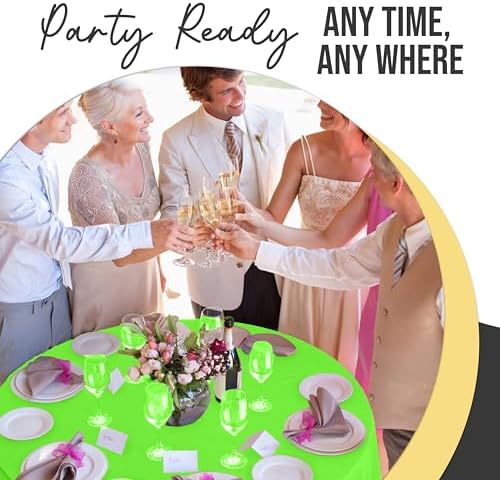 Premium Round Lime Green Plastic Table Covers | 12 Pack | 84 in.