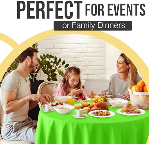 Premium Round Lime Green Plastic Table Covers | 12 Pack | 84 in.