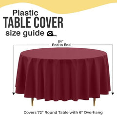 Premium Round Burgundy Plastic Table Covers | 12 Pack | 84 in.