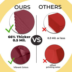 Premium Round Burgundy Plastic Table Covers | 12 Pack | 84 in.