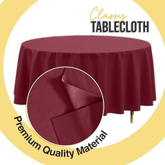 Premium Round Burgundy Plastic Table Covers | 12 Pack | 84 in.