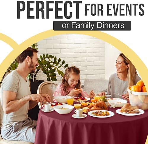 Premium Round Burgundy Plastic Table Covers | 12 Pack | 84 in.