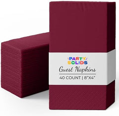Burgundy Guest Towel Napkins | 8 in. x 4 in. | 40 Ct.