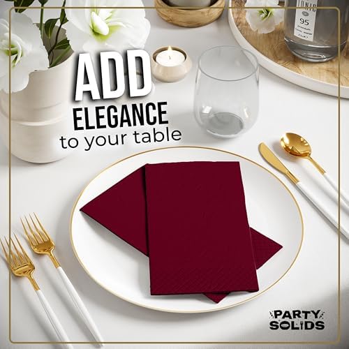 Burgundy Guest Towel Napkins | 8 in. x 4 in. | 40 Ct.